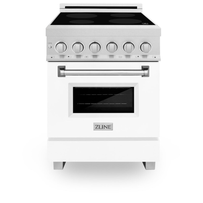ZLINE 24 in. 2.8 cu. ft. Legacy Induction Range with 4 Element Cooktop and Electric Oven in Satin Stainless Steel and White Matte Door (RAINDS-WM-24) RAINDSWM24, product image 3 of 10