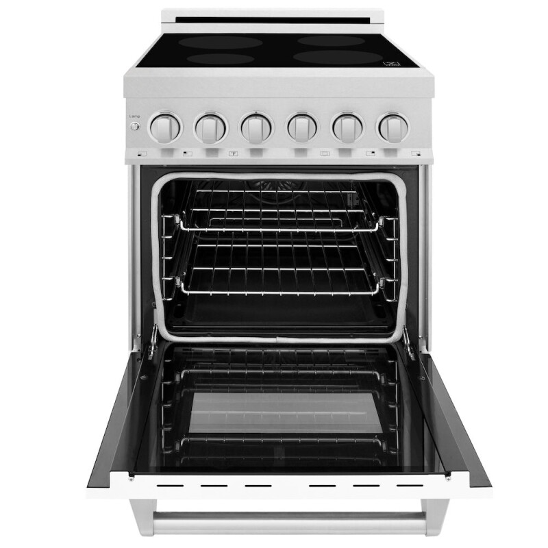 ZLINE 24 in. 2.8 cu. ft. Legacy Induction Range with 4 Element Cooktop and Electric Oven in Satin Stainless Steel and White Matte Door (RAINDS-WM-24) RAINDSWM24, product image 4 of 10