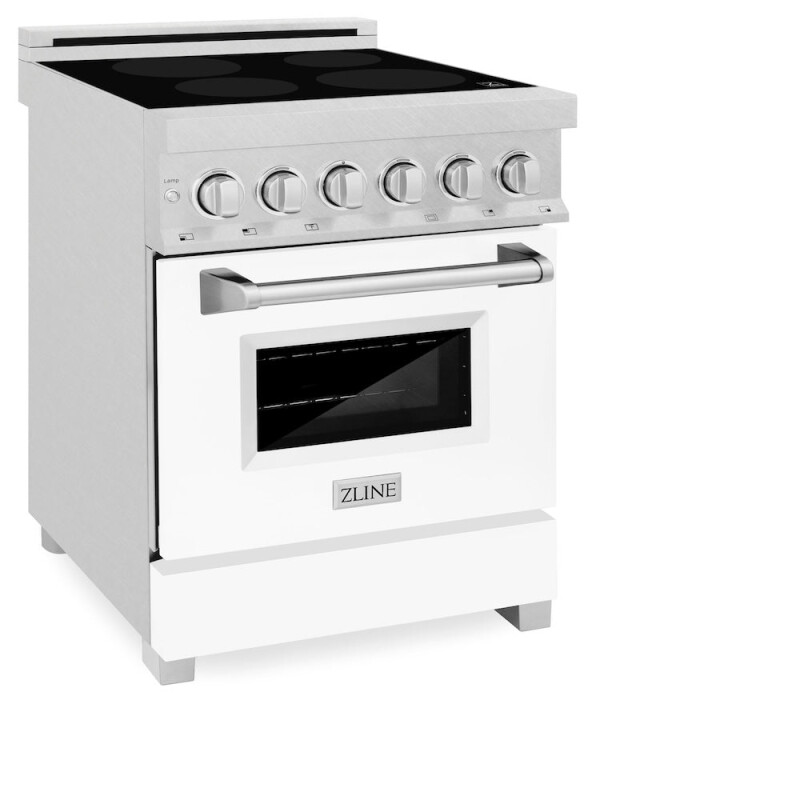 ZLINE 24 in. 2.8 cu. ft. Legacy Induction Range with 4 Element Cooktop and Electric Oven in Satin Stainless Steel and White Matte Door (RAINDS-WM-24) RAINDSWM24, product image 5 of 10