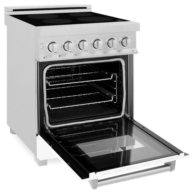 ZLINE 24 in. 2.8 cu. ft. Legacy Induction Range with 4 Element Cooktop and Electric Oven in Satin Stainless Steel and White Matte Door (RAINDS-WM-24) RAINDSWM24, product image 8 of 10