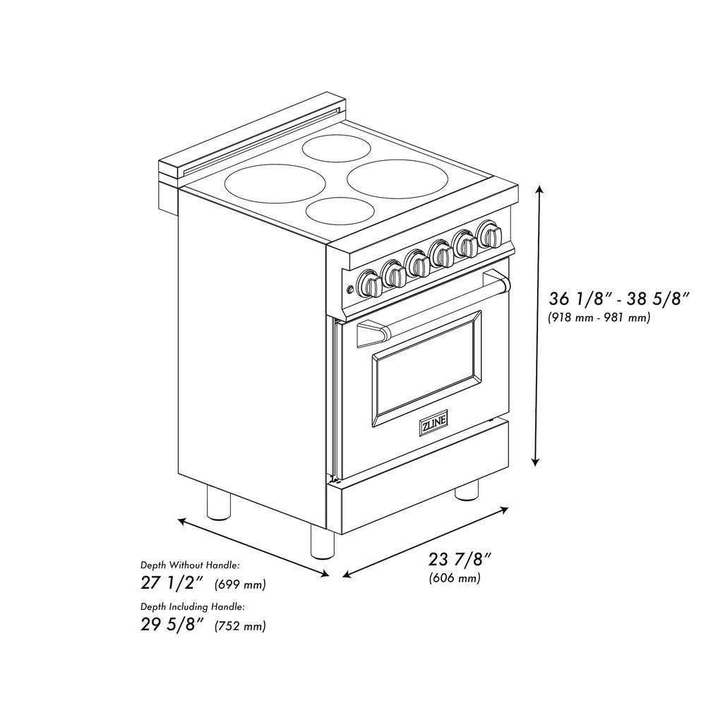 24" 2.8 cu. ft. Induction Range with a 3 Element Stove and Electric Oven RAINDWM24, product image 18 of 18
