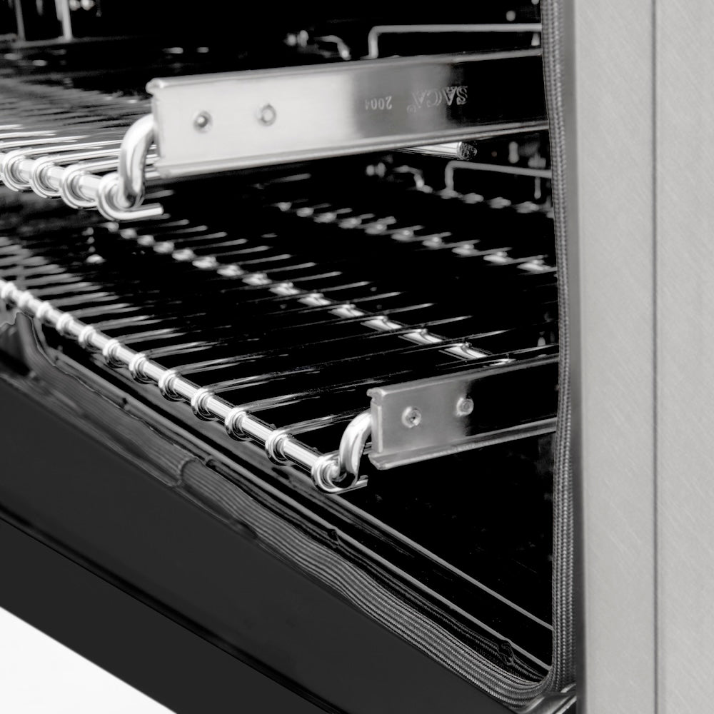 24 In. 2.8 Cu. Ft. Legacy Dual Fuel Range With 4 Burner Gas Cooktop And Electric Convection Oven In Satin Stainless Steel And Black Matte Door RASBLM24