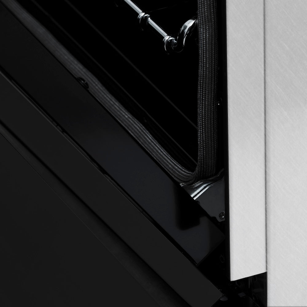 24 In. 2.8 Cu. Ft. Legacy Dual Fuel Range With 4 Burner Gas Cooktop And Electric Convection Oven In Satin Stainless Steel And Black Matte Door RASBLM24