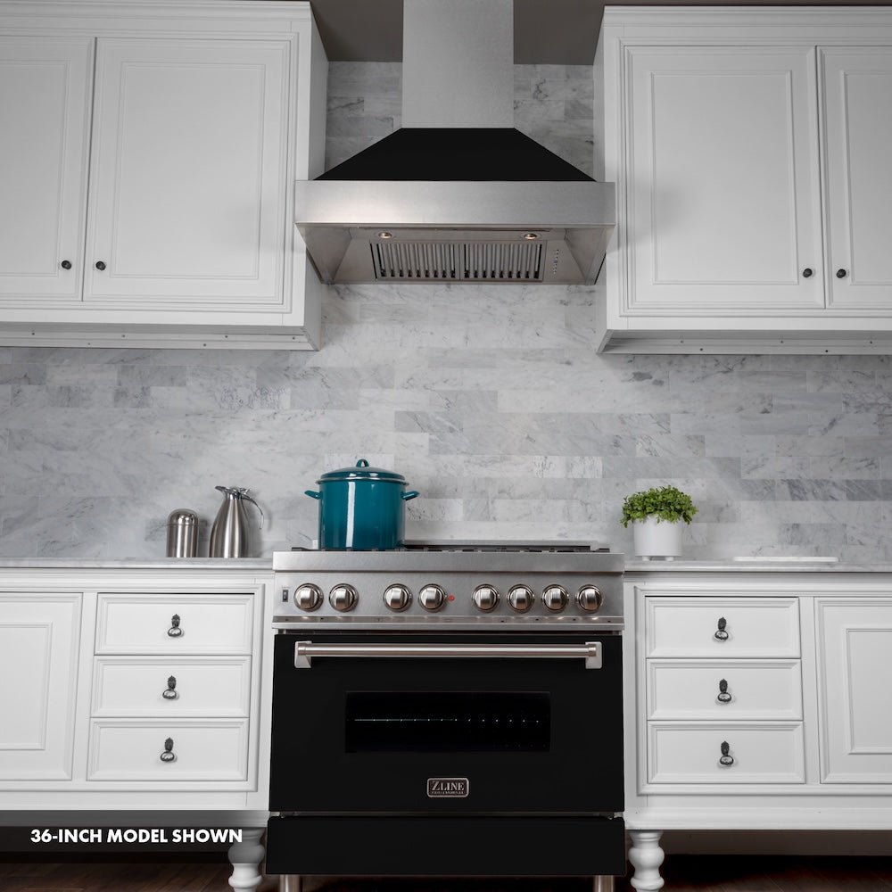30 In. 4.0 Cu. Ft. Legacy Dual Fuel Range With 4 Burner Gas Cooktop And Electric Convection Oven In Satin Stainless Steel And Black Matte Door RASBLM30