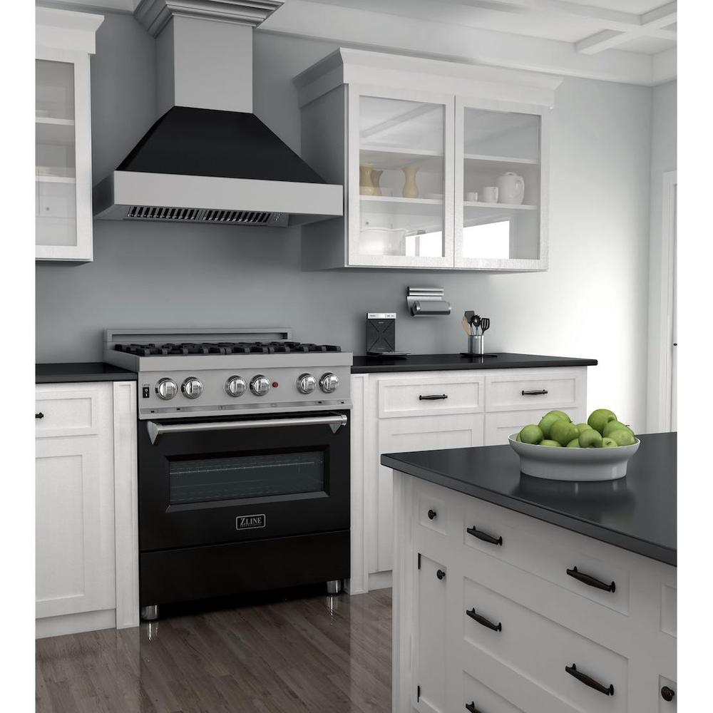 30 In. 4.0 Cu. Ft. Legacy Dual Fuel Range With 4 Burner Gas Cooktop And Electric Convection Oven In Satin Stainless Steel And Black Matte Door RASBLM30