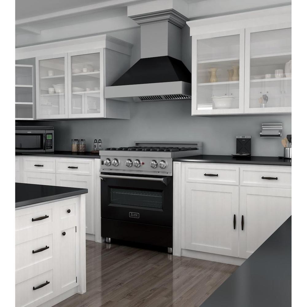 30 In. 4.0 Cu. Ft. Legacy Dual Fuel Range With 4 Burner Gas Cooktop And Electric Convection Oven In Satin Stainless Steel And Black Matte Door RASBLM30