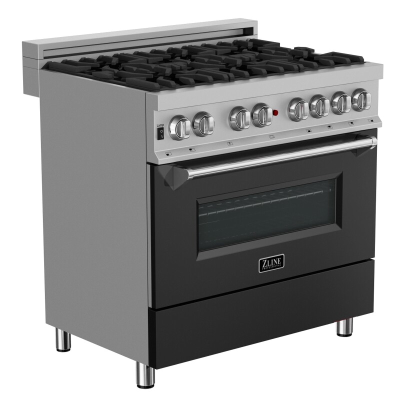 36" 4.6 cu. ft. Dual Fuel Range with Gas Stove and Electric Oven in DuraSnow® Stainless Steel (RAS-36) RASBLM36