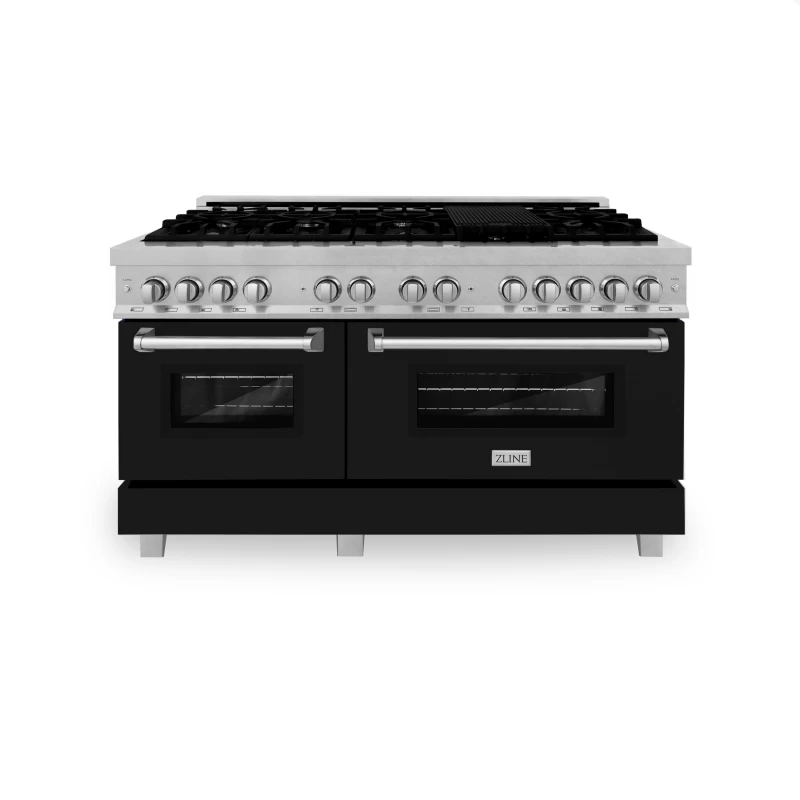 60" 7.4 cu. ft. Dual Fuel Range with Gas Stove and Electric Oven and Black Matte Doors RASBLM60
