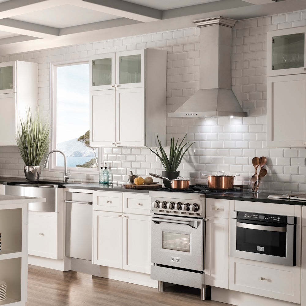 24 In. 2.8 Cu. Ft. Legacy Dual Fuel Range With 4 Burner Gas Cooktop And Electric Convection Oven In Stainless Steel With Satin Stainless Steel Door RASN24