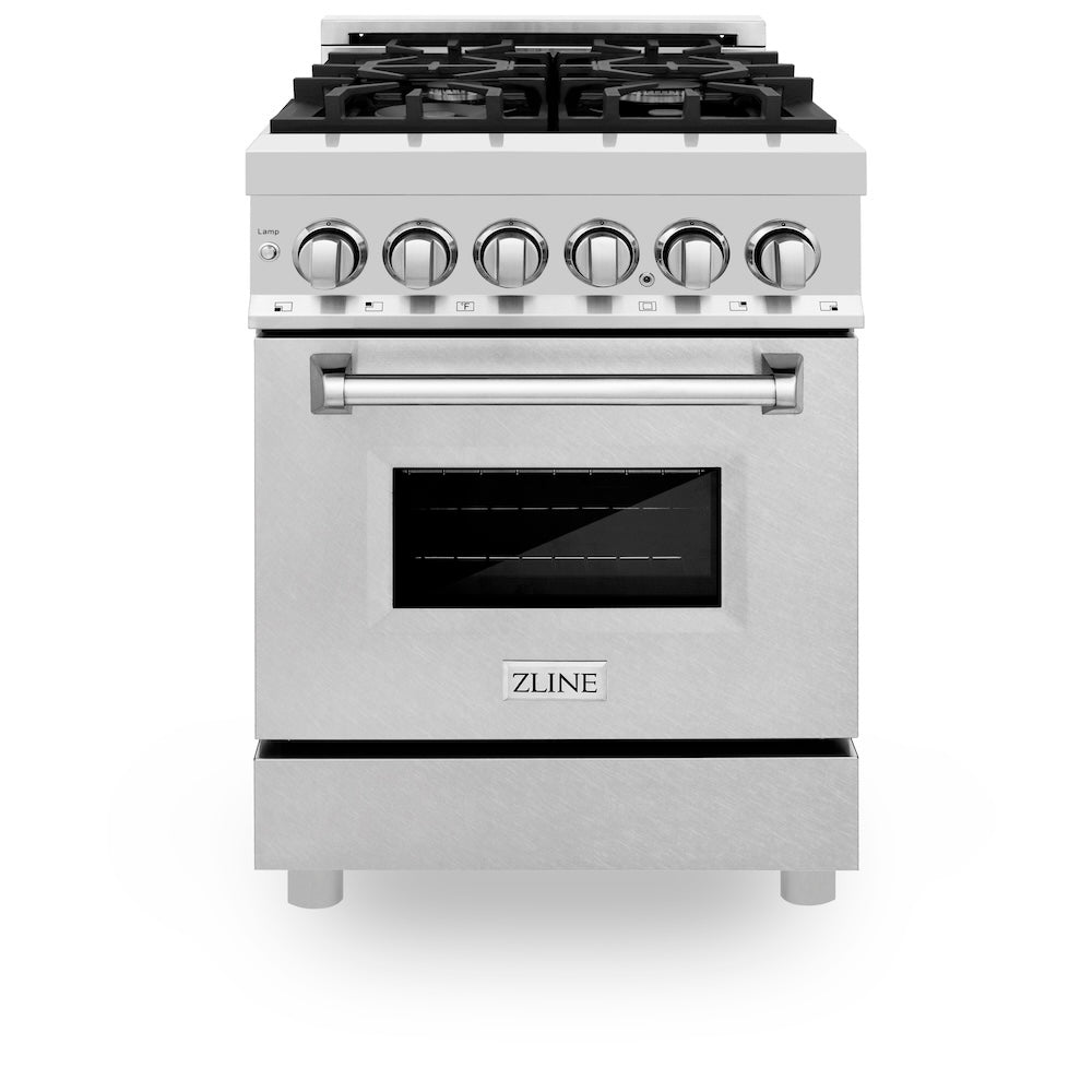 24 In. 2.8 Cu. Ft. Legacy Dual Fuel Range With 4 Burner Gas Cooktop And Electric Convection Oven In Stainless Steel With Satin Stainless Steel Door RASN24