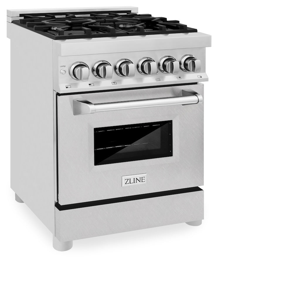 24 In. 2.8 Cu. Ft. Legacy Dual Fuel Range With 4 Burner Gas Cooktop And Electric Convection Oven In Stainless Steel With Satin Stainless Steel Door RASN24