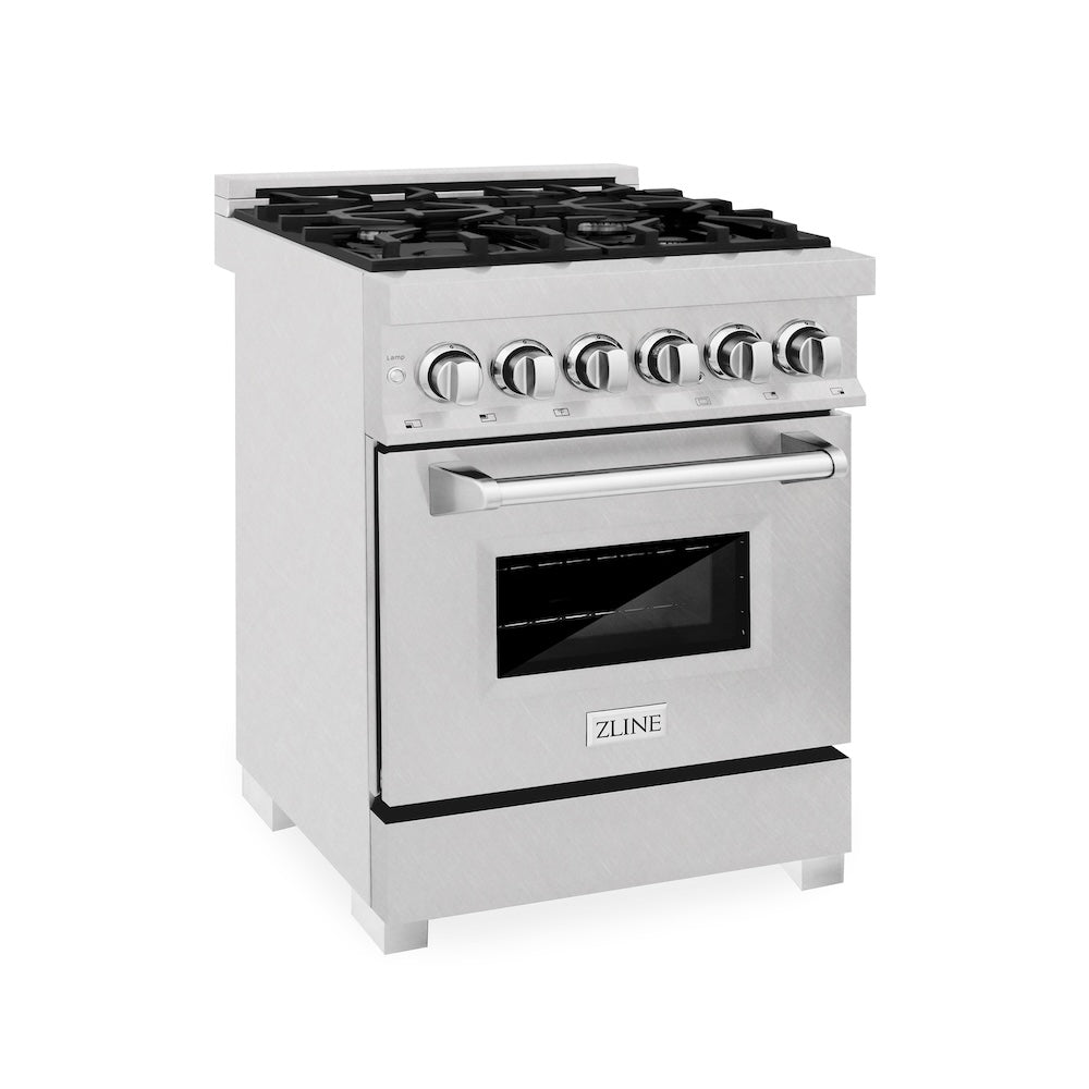 24 In. 2.8 Cu. Ft. Legacy Dual Fuel Range With 4 Burner Gas Cooktop And Electric Convection Oven In Satin Stainless Steel RASSN24