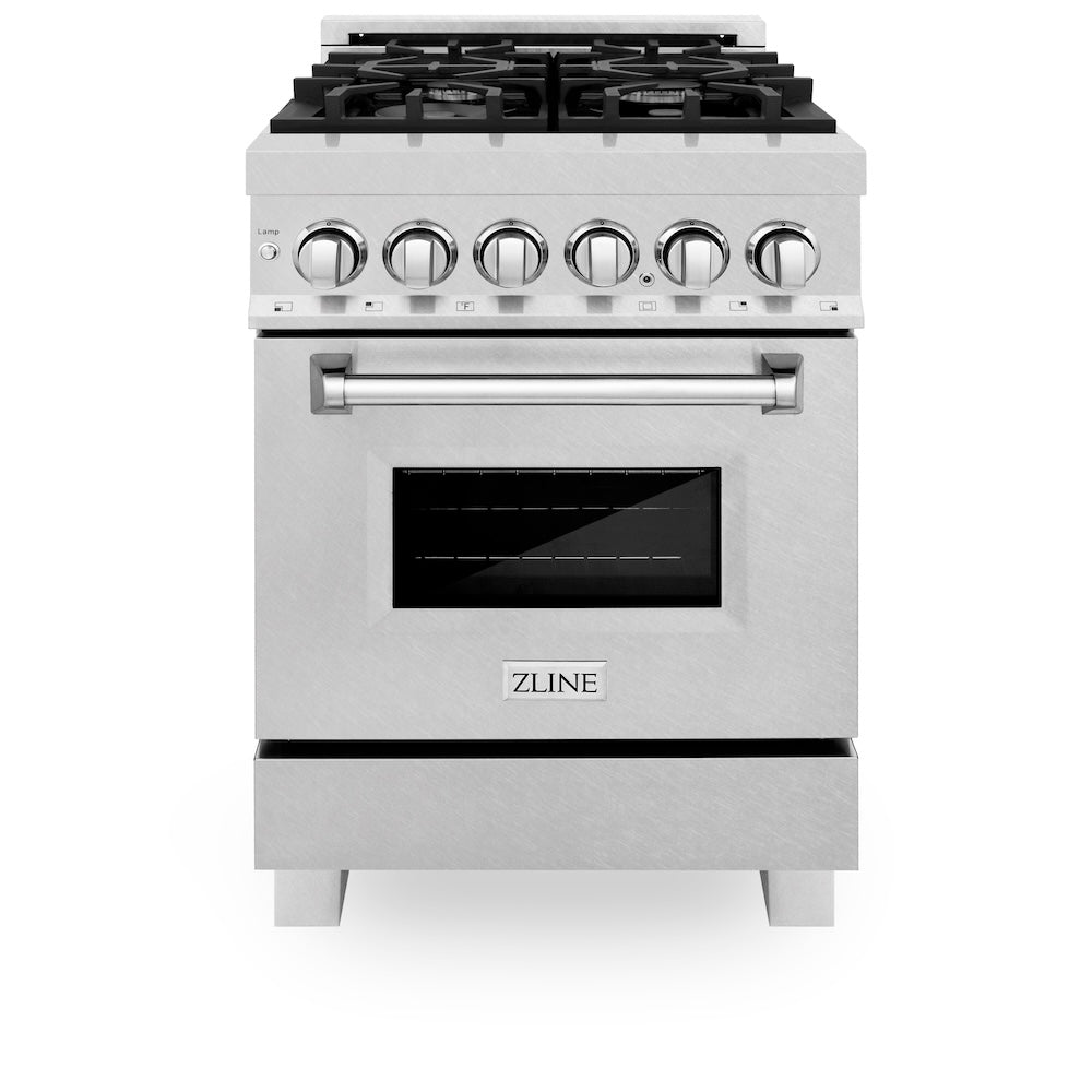 24 In. 2.8 Cu. Ft. Legacy Dual Fuel Range With 4 Burner Gas Cooktop And Electric Convection Oven In Satin Stainless Steel RASSN24