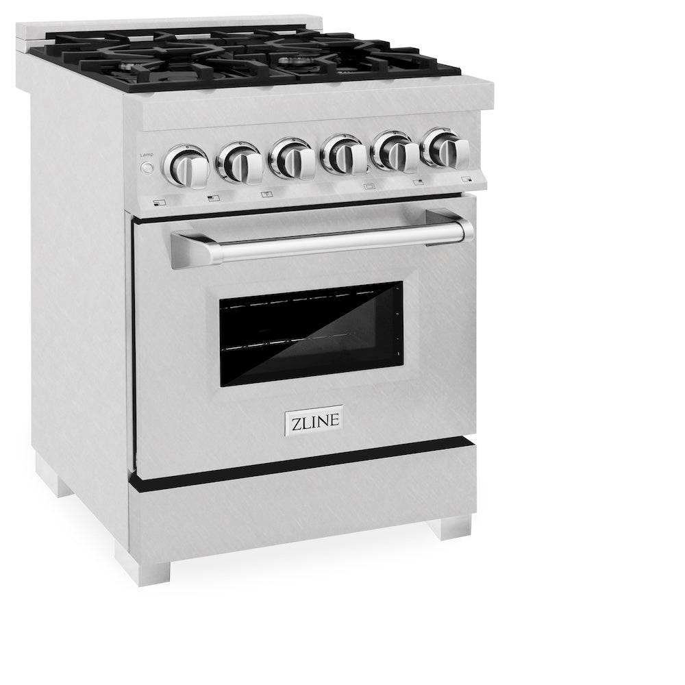 24 In. 2.8 Cu. Ft. Legacy Dual Fuel Range With 4 Burner Gas Cooktop And Electric Convection Oven In Satin Stainless Steel RASSN24