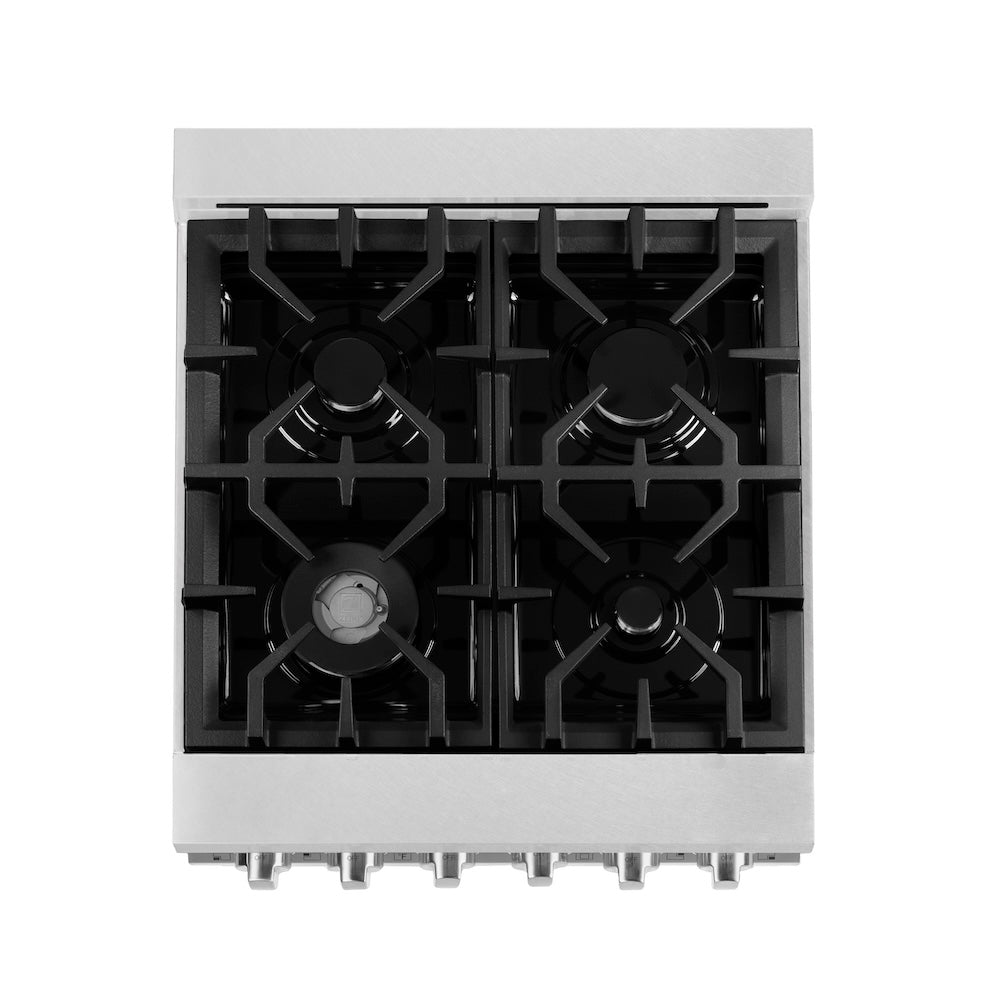 24 In. 2.8 Cu. Ft. Legacy Dual Fuel Range With 4 Burner Gas Cooktop And Electric Convection Oven In Satin Stainless Steel RASSN24