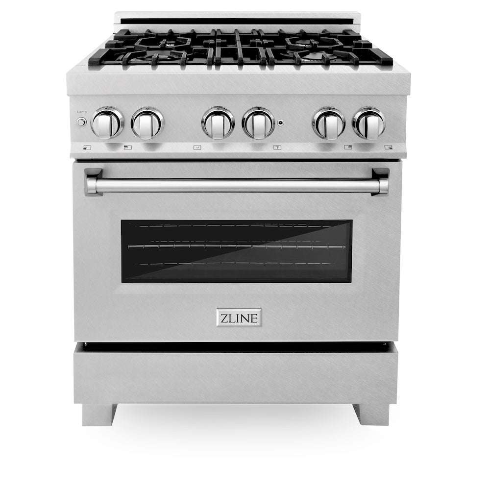 30 In. 4.0 Cu. Ft. Legacy Dual Fuel Range With 4 Burner Gas Cooktop And Electric Convection Oven In Satin Stainless Steel RASSN30