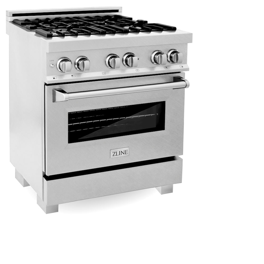 30 In. 4.0 Cu. Ft. Legacy Dual Fuel Range With 4 Burner Gas Cooktop And Electric Convection Oven In Satin Stainless Steel RASSN30