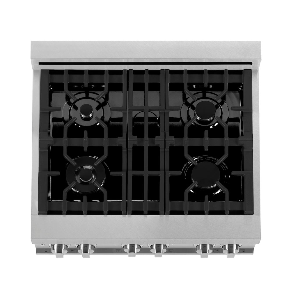 30 In. 4.0 Cu. Ft. Legacy Dual Fuel Range With 4 Burner Gas Cooktop And Electric Convection Oven In Satin Stainless Steel RASSN30