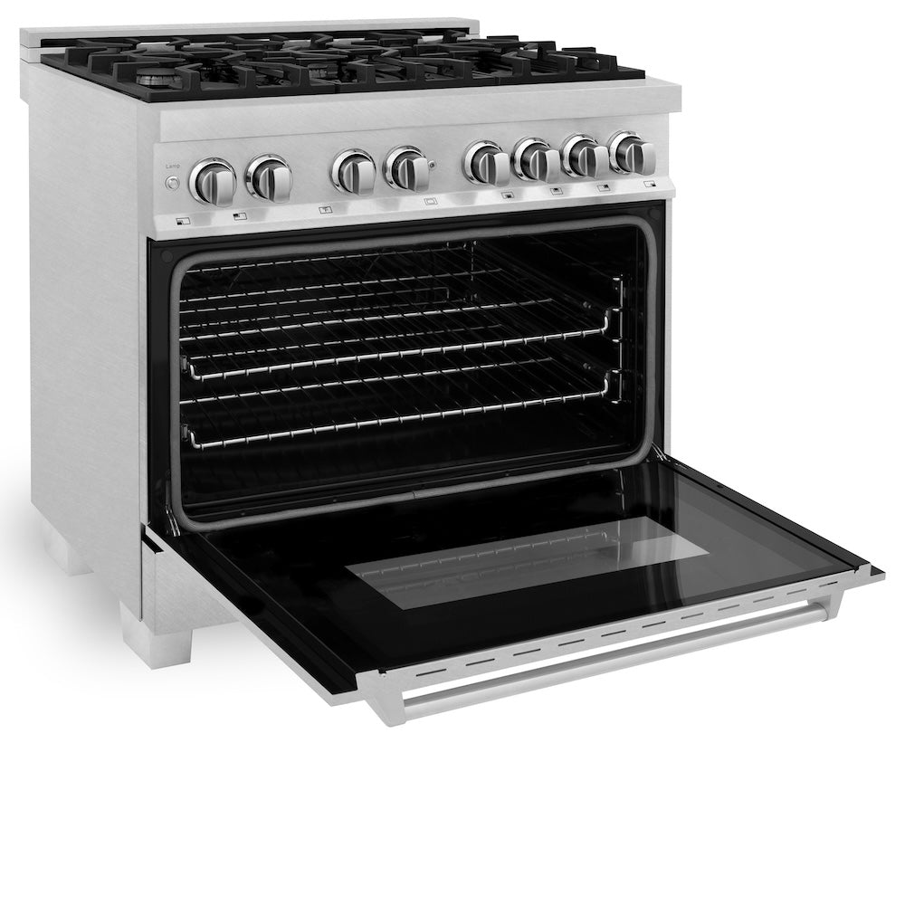 36 In. 4.6 Cu. Ft. Legacy Dual Fuel Range With 6 Burner Gas Cooktop And Electric Convection Oven In Satin Stainless Steel RASSN36
