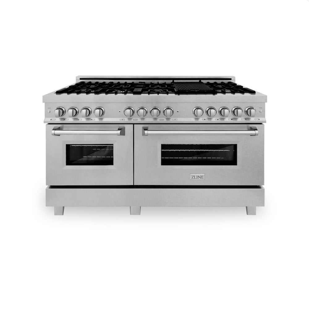 60 In. 7.4 Cu. Ft. Legacy Dual Fuel Range With 9 Burner Gas Cooktop And 2 Electric Convection Ovens In Satin Stainless Steel RASSN60