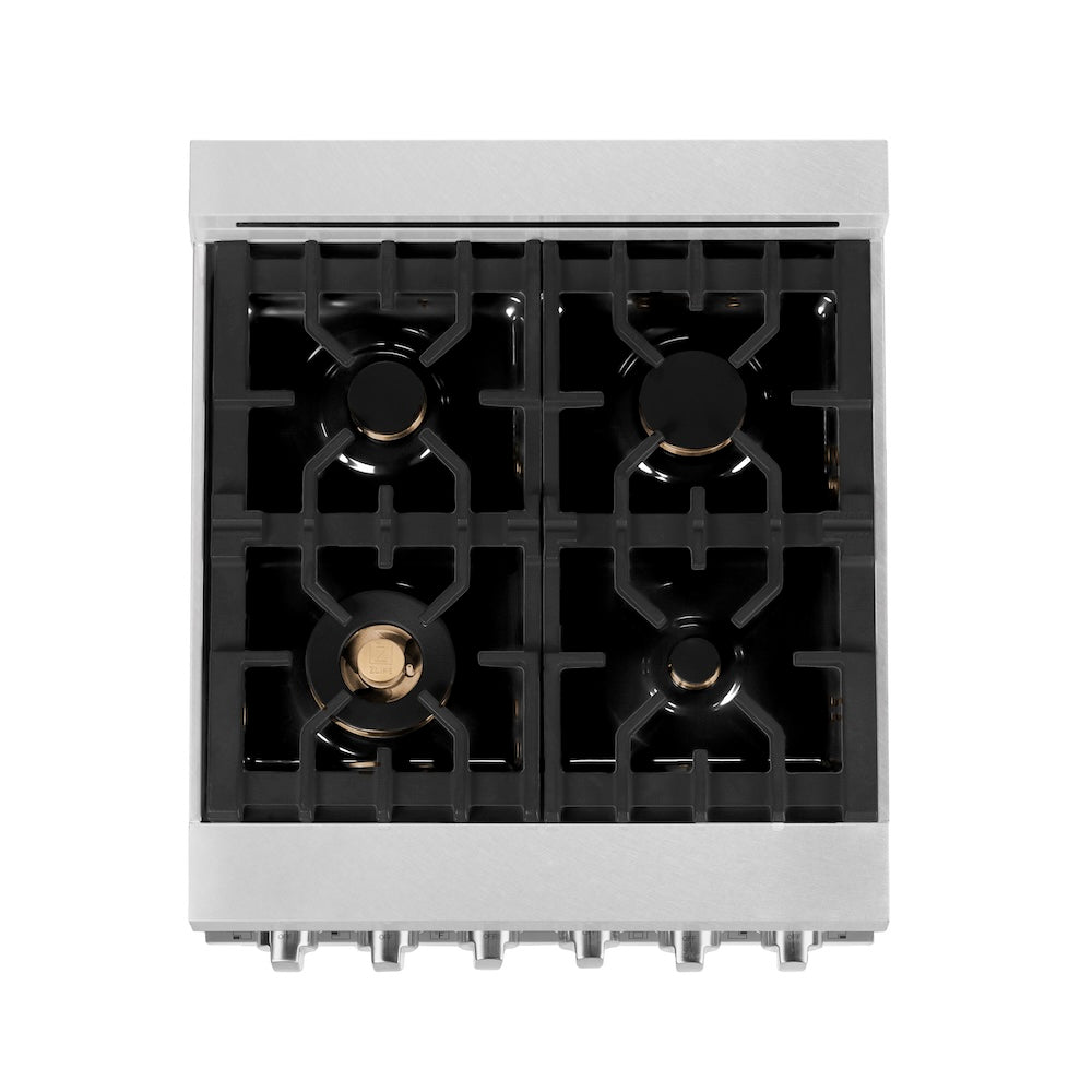 24" 2.8 cu. ft. Dual Fuel Range with Gas Stove and Electric Oven in DuraSnow® (RAS-24) - DuraSnow® With Brass Burners RASSNBR24