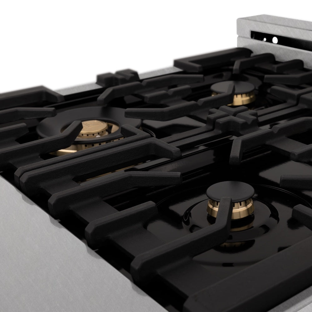 24" 2.8 cu. ft. Dual Fuel Range with Gas Stove and Electric Oven in DuraSnow® (RAS-24) - DuraSnow® With Brass Burners RASSNBR24