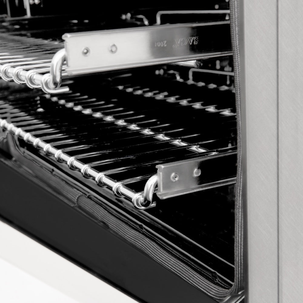 24 In. 2.8 Cu. Ft. Legacy Dual Fuel Range With 4 Burner Gas Cooktop And Electric Convection Oven In Satin Stainless Steel And White Matte Door RASWM24