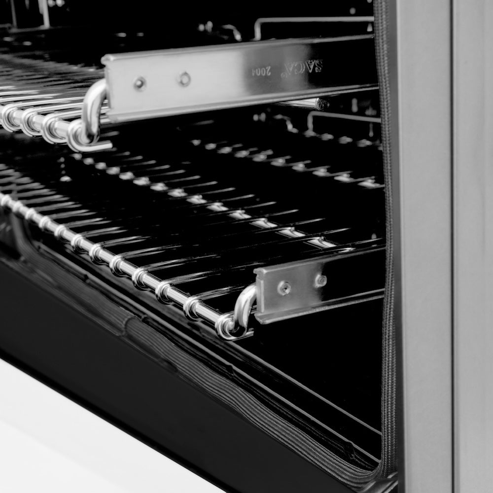 36 In. 4.6 Cu. Ft. Legacy Dual Fuel Range With 6 Burner Gas Cooktop And Electric Convection Oven In Satin Stainless Steel And White Matte Door RASWM36