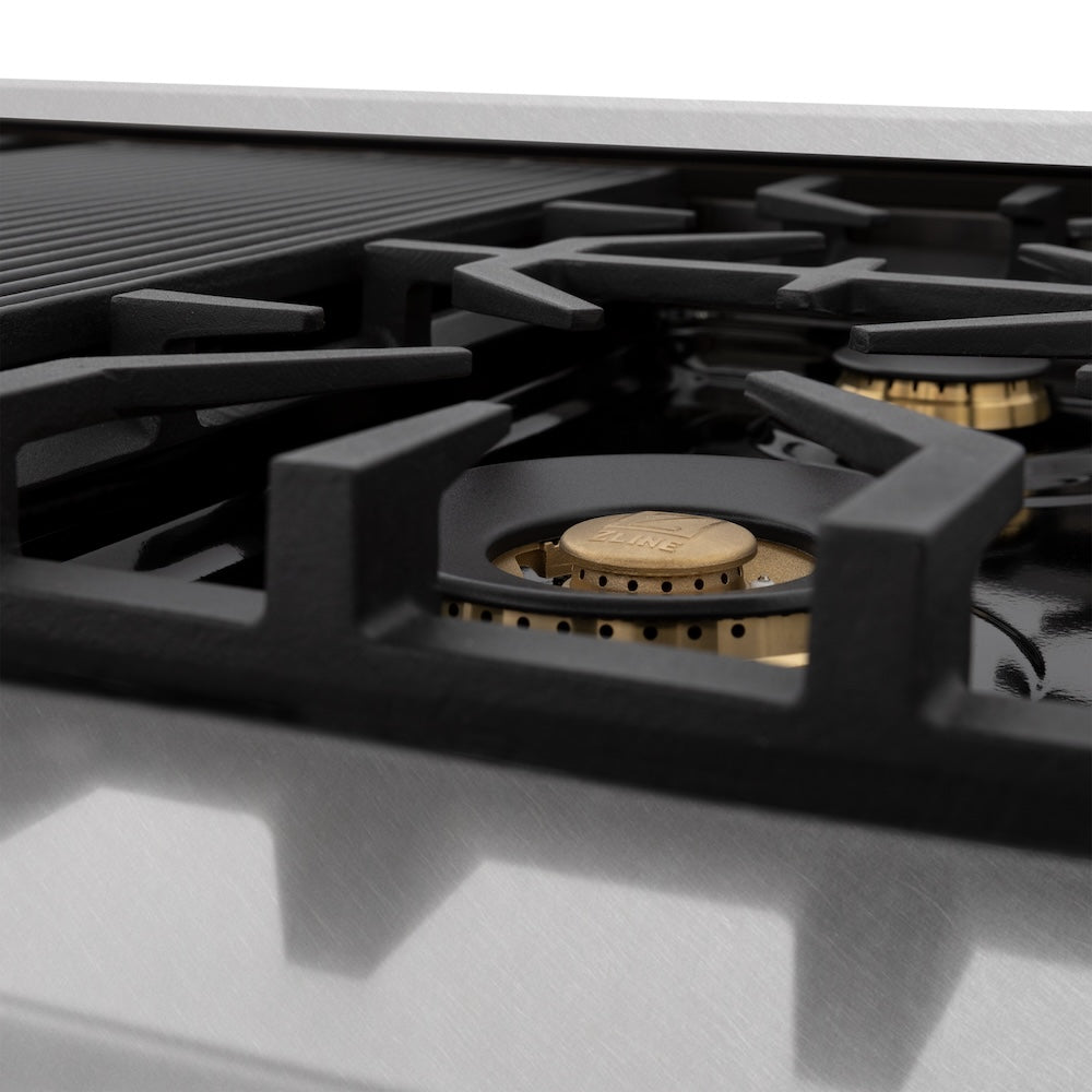Autograph Edition 48 In. 6.0 Cu. Ft. Legacy Dual Fuel Range With 7 Burner Gas Cooktop And 2 Electric Ovens In Satin Stainless Steel With Black Matte Doors And Champagne Bronze Accents RASZBLM48CB