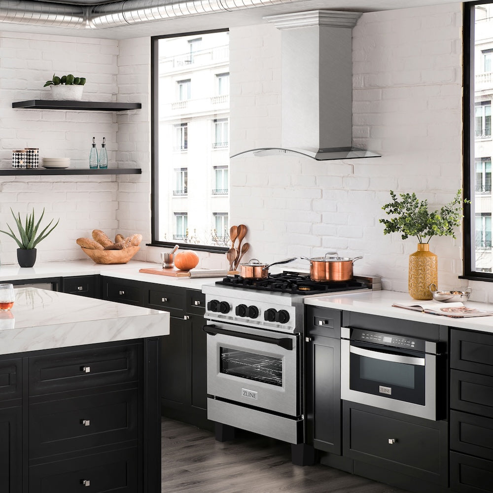 Autograph Edition 30 In. 4.0 Cu. Ft. Legacy Dual Fuel Range With 4 Burner Gas Cooktop And Electric Convection Oven In Satin Stainless Steel And Matte Black Accents RASZSN30MB
