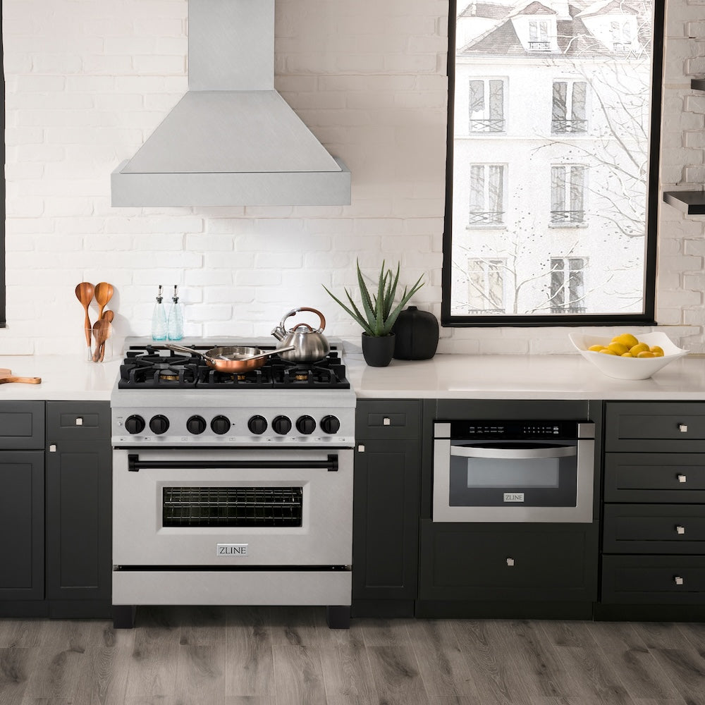 Autograph Edition 36 In. 4.6 Cu. Ft. Legacy Dual Fuel Range With 6 Burner Gas Cooktop And Electric Convection Oven In Satin Stainless Steel And Matte Black Accents RASZSN36MB
