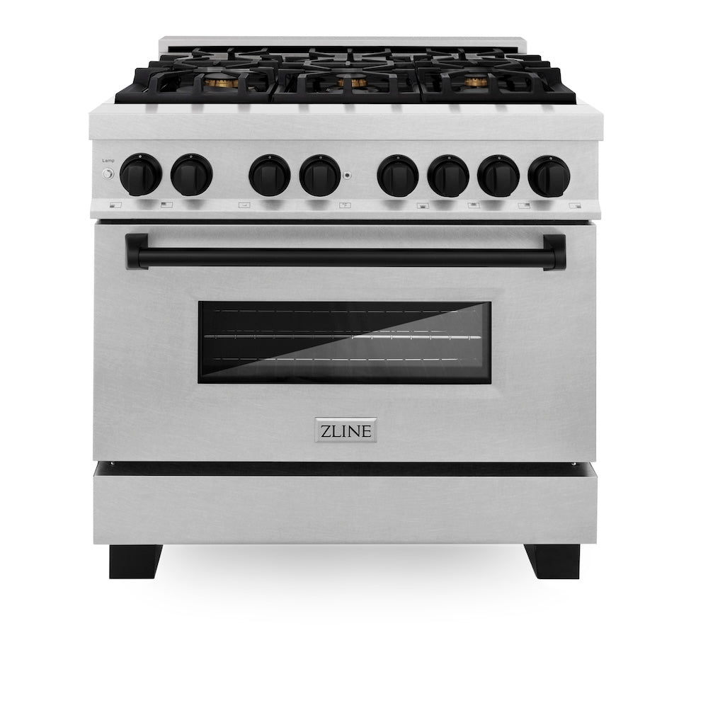 Autograph Edition 36 In. 4.6 Cu. Ft. Legacy Dual Fuel Range With 6 Burner Gas Cooktop And Electric Convection Oven In Satin Stainless Steel And Matte Black Accents RASZSN36MB