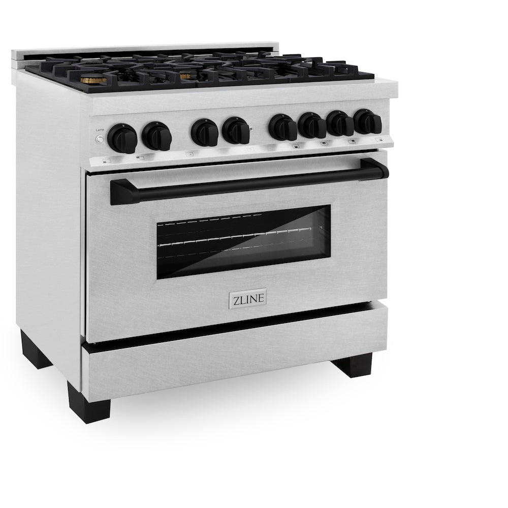 Autograph Edition 36 In. 4.6 Cu. Ft. Legacy Dual Fuel Range With 6 Burner Gas Cooktop And Electric Convection Oven In Satin Stainless Steel And Matte Black Accents RASZSN36MB