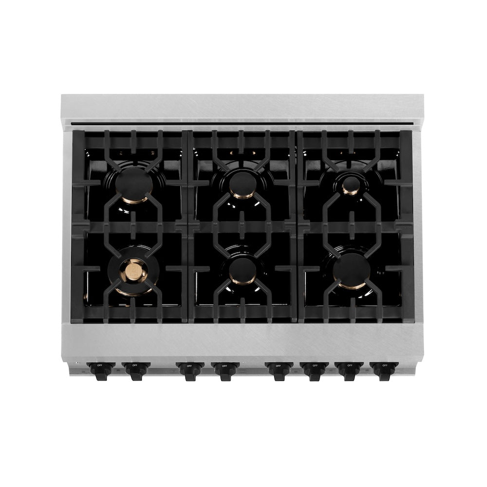 Autograph Edition 36 In. 4.6 Cu. Ft. Legacy Dual Fuel Range With 6 Burner Gas Cooktop And Electric Convection Oven In Satin Stainless Steel And Matte Black Accents RASZSN36MB