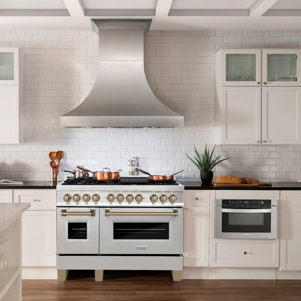 AutographEdition 48" 6.0 cu. ft. Dual Fuel Range with Gas Stove and Electric Oven in Fingerprint Resistant Stainless Steel with Champagne Bronze Accents RASZSN48CB