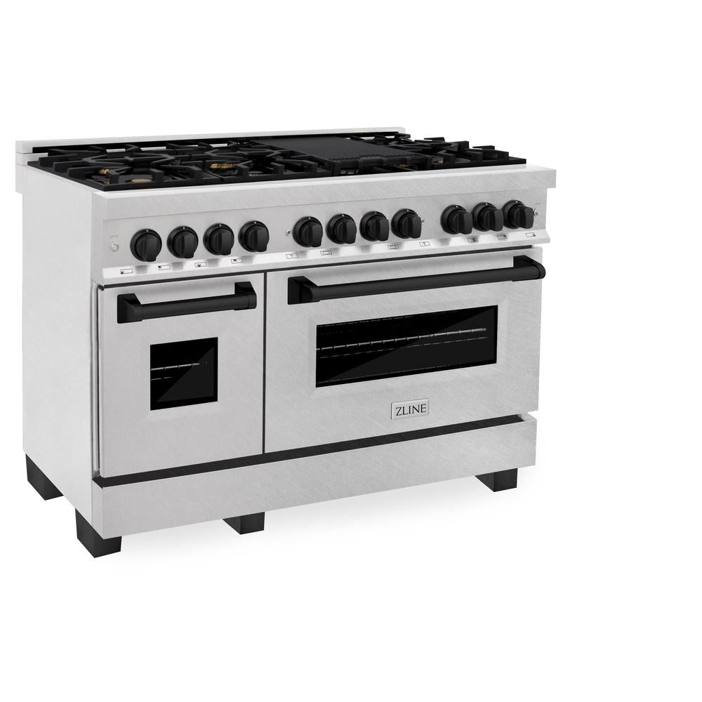 Autograph Edition 48 In. 6.0 Cu. Ft. Legacy Dual Fuel Range With 7 Burner Gas Cooktop And 2 Electric Ovens In Satin Stainless Steel And Matte Black Accents RASZSN48MB