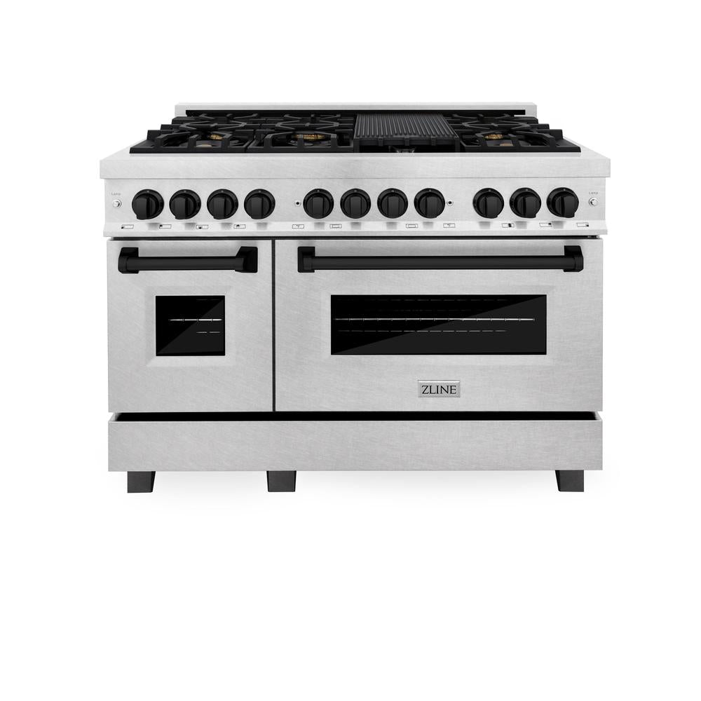 Autograph Edition 48 In. 6.0 Cu. Ft. Legacy Dual Fuel Range With 7 Burner Gas Cooktop And 2 Electric Ovens In Satin Stainless Steel And Matte Black Accents RASZSN48MB