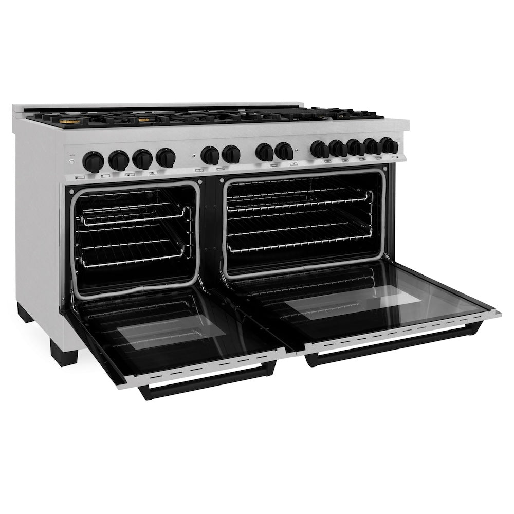 Autograph Edition 60 In. 7.4 Cu. Ft. Legacy Dual Fuel Range With 9 Burner Gas Cooktop And 2 Electric Convection Ovens In Satin Stainless Steel And Matte Black Accents RASZSN60MB