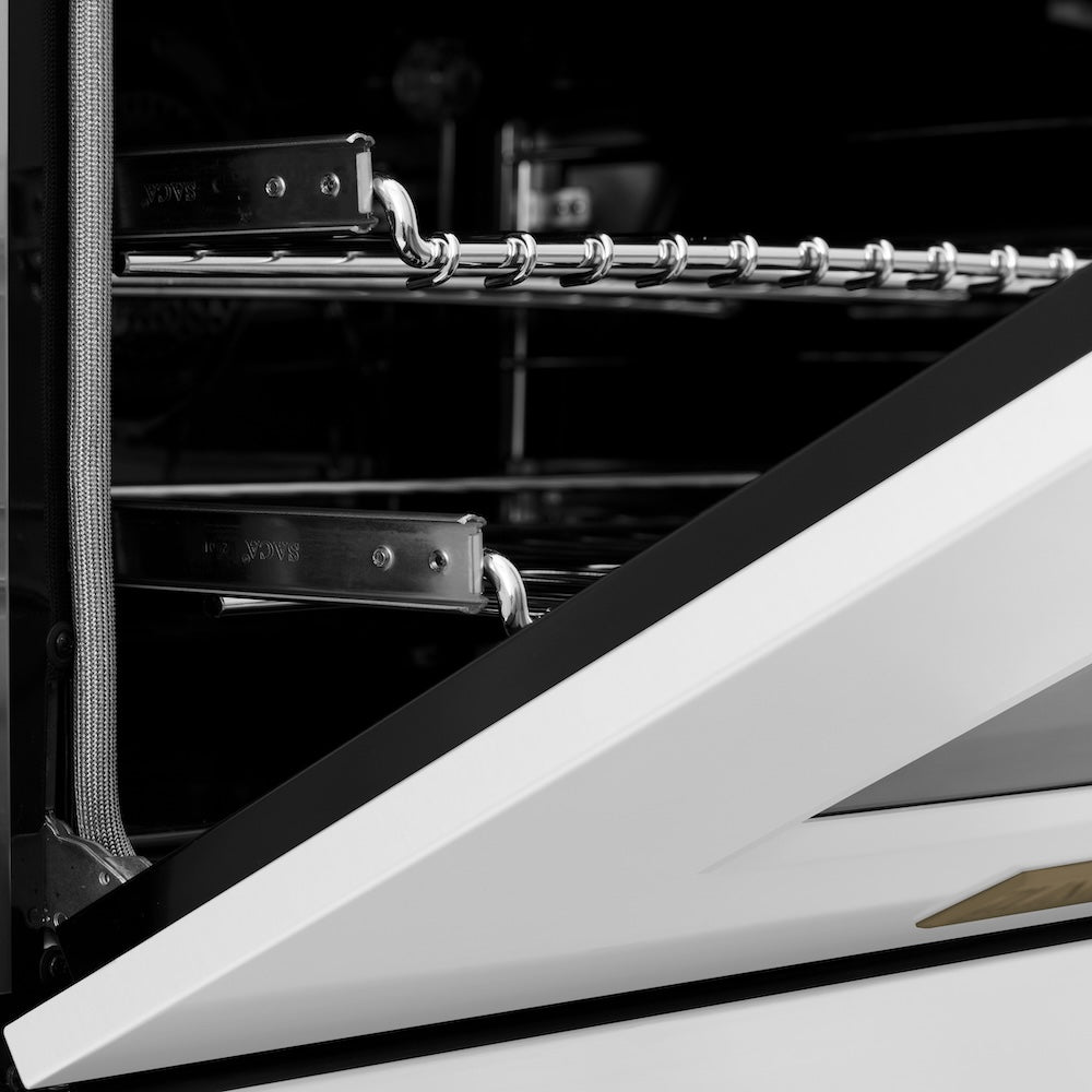 Autograph Edition 36" 4.6 cu. ft. Dual Fuel Range with Gas Stove and Electric Oven with White Matte Door and Champagne Bronze Accents RASZWM36CB