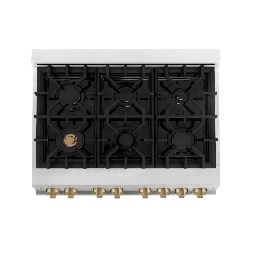 Autograph Edition 36" 4.6 cu. ft. Dual Fuel Range with Gas Stove and Electric Oven with White Matte Door and Champagne Bronze Accents RASZWM36CB