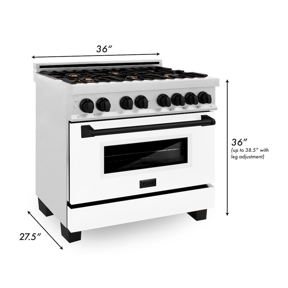 Autograph Edition 36 In. 4.6 Cu. Ft. Legacy Dual Fuel Range With 6 Burner Gas Cooktop And Electric Convection Oven In Satin Stainless Steel With White Matte Door And Matte Black Accents RASZWM36MB