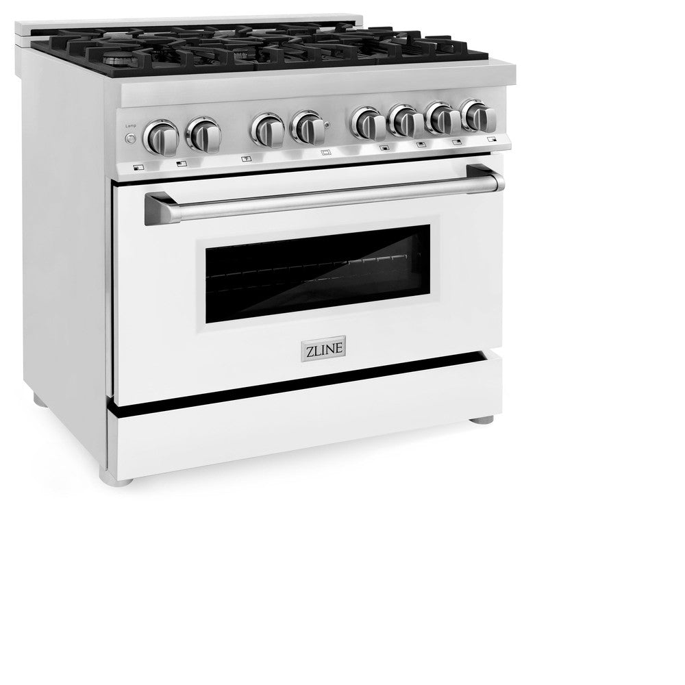 36 In. 4.6 Cu. Ft. Legacy Dual Fuel Range With 6 Burner Gas Cooktop And Electric Convection Oven In Stainless Steel And White Matte Door RAWM36