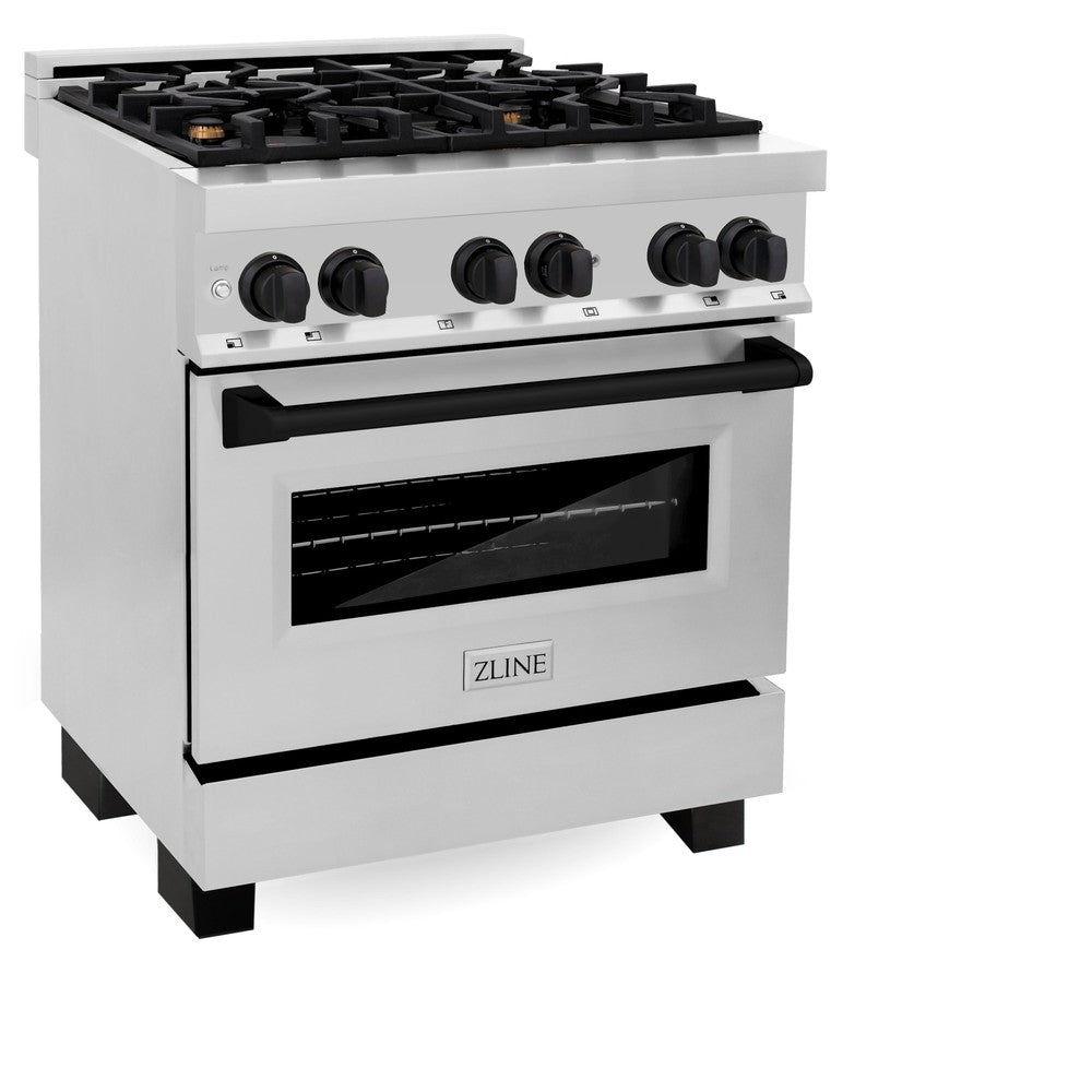 Autograph Edition 30 In. 4.0 Cu. Ft. Legacy Dual Fuel Range With 4 Burner Gas Cooktop And Electric Convection Oven In Stainless Steel And Matte Black Accents RAZ30MB
