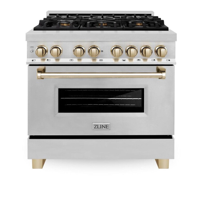 Autograph Edition 36" 4.6 cu. ft. Dual Fuel Range with Gas Stove and Electric Oven with Gold Accents RAZ36G