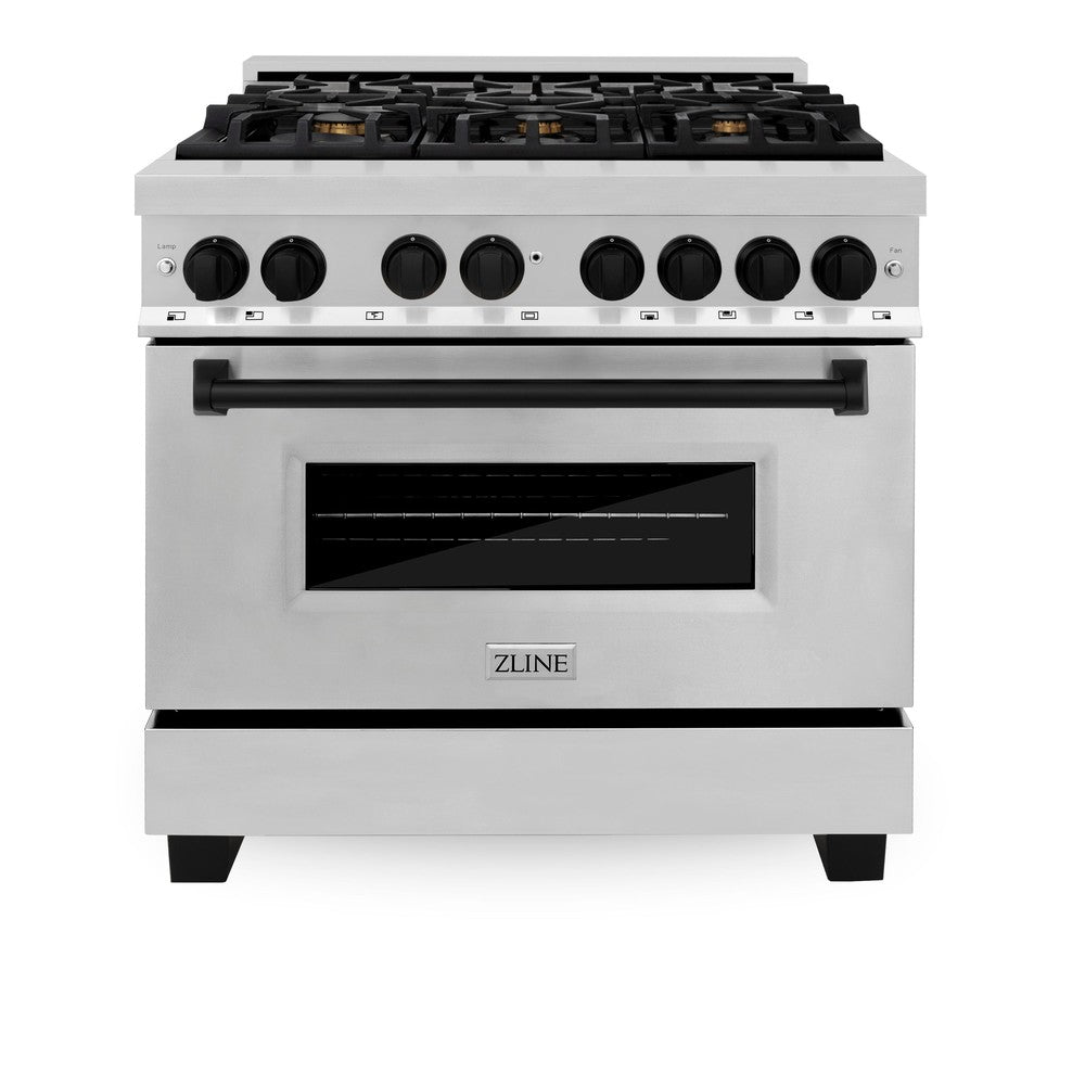 Autograph Edition 36 In. 4.6 Cu. Ft. Legacy Dual Fuel Range With 6 Burner Gas Cooktop And Electric Convection Oven In Stainless Steel And Matte Black Accents RAZ36MB
