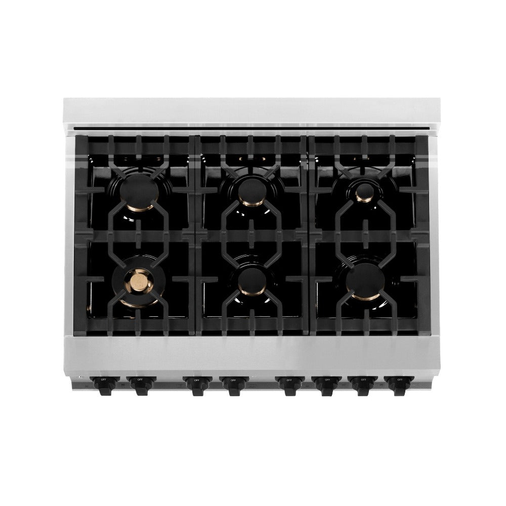 Autograph Edition 36 In. 4.6 Cu. Ft. Legacy Dual Fuel Range With 6 Burner Gas Cooktop And Electric Convection Oven In Stainless Steel And Matte Black Accents RAZ36MB
