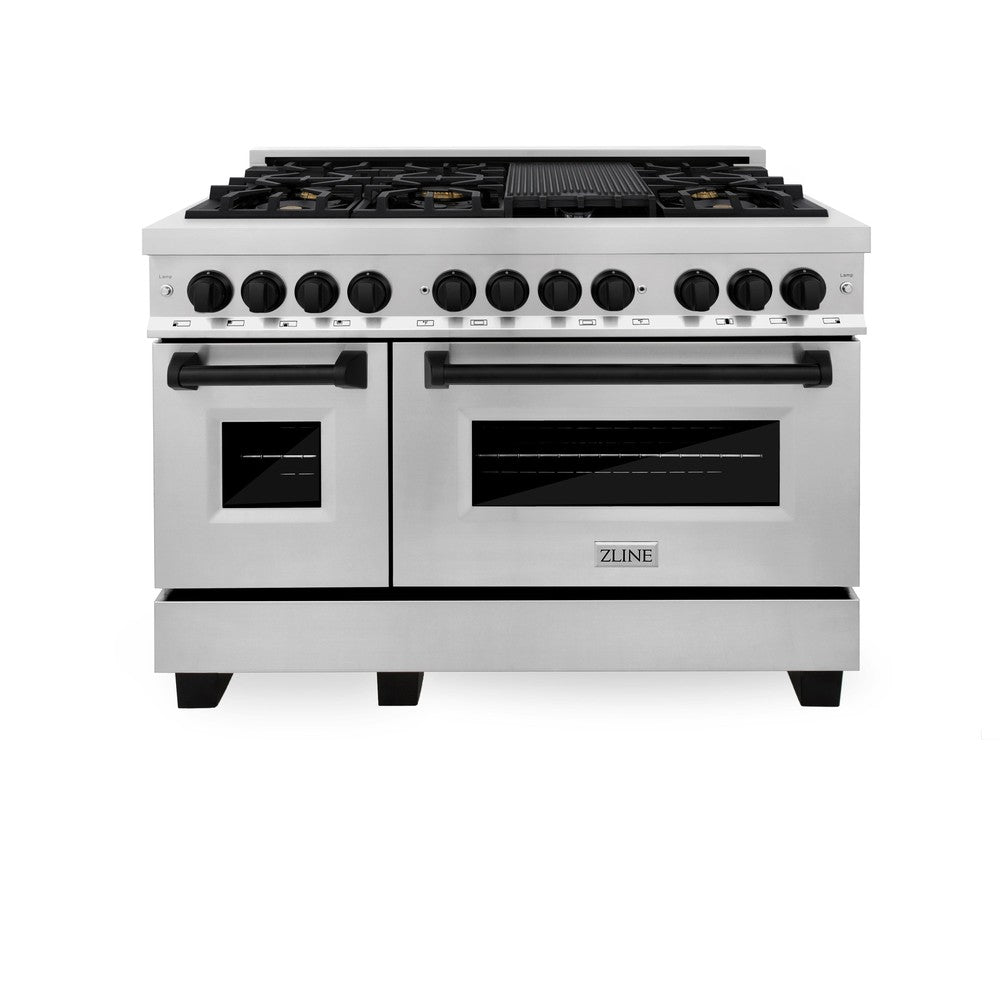 Autograph Edition 48 In. 6.0 Cu. Ft. Legacy Dual Fuel Range With 7 Burner Gas Cooktop And 2 Electric Ovens In Stainless Steel And Matte Black Accents RAZ48MB