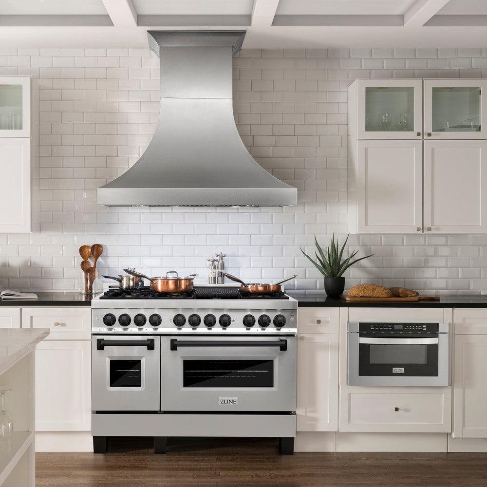 Autograph Edition 48 In. 6.0 Cu. Ft. Legacy Dual Fuel Range With 7 Burner Gas Cooktop And 2 Electric Ovens In Stainless Steel And Matte Black Accents RAZ48MB