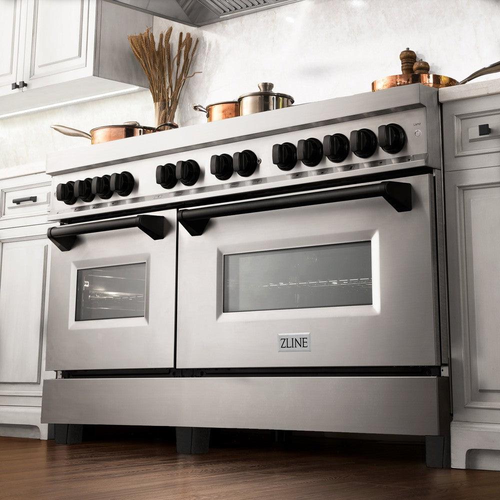 Autograph Edition 60 In. 7.4 Cu. Ft. Legacy Dual Fuel Range With 9 Burner Gas Cooktop And 2 Electric Convection Ovens In Stainless Steel And Matte Black Accents RAZ60MB