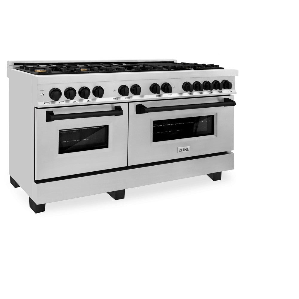 Autograph Edition 60 In. 7.4 Cu. Ft. Legacy Dual Fuel Range With 9 Burner Gas Cooktop And 2 Electric Convection Ovens In Stainless Steel And Matte Black Accents RAZ60MB